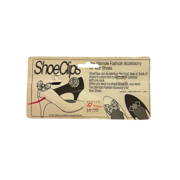 Vintage Shoe Clips Bows 2.25” Navy Blue Ribbon Brass Tone Metal Ring Set Of 2 - Picture 10 of 14